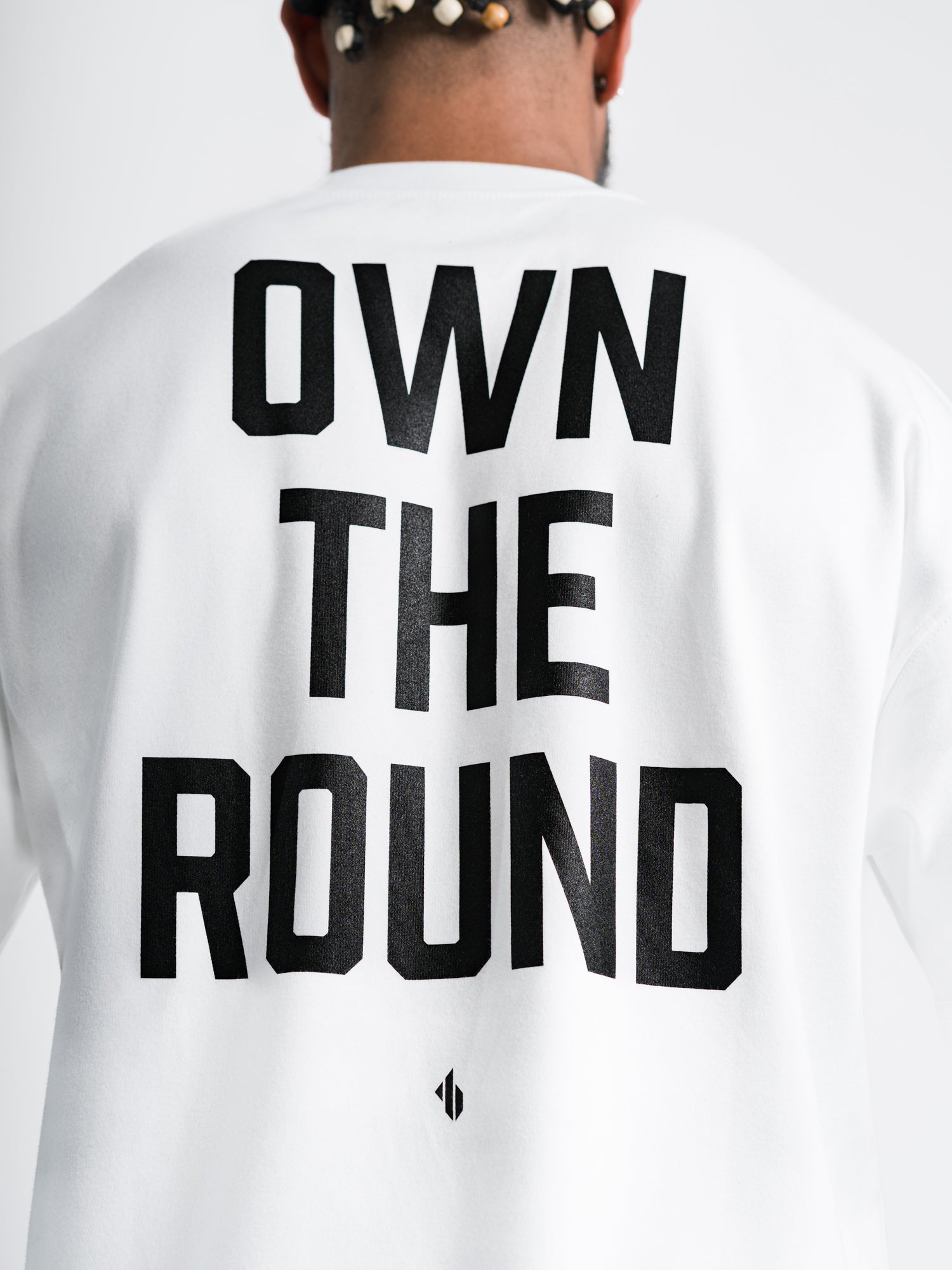 ONE BOUT Men's Own The Round Oversized T-Shirt in White — detail
