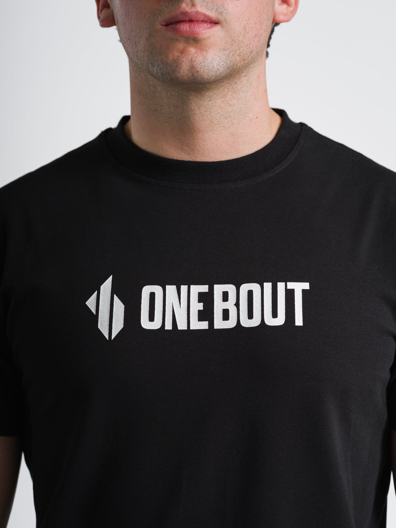ONE BOUT Men's Line T-Shirt in Black — front view