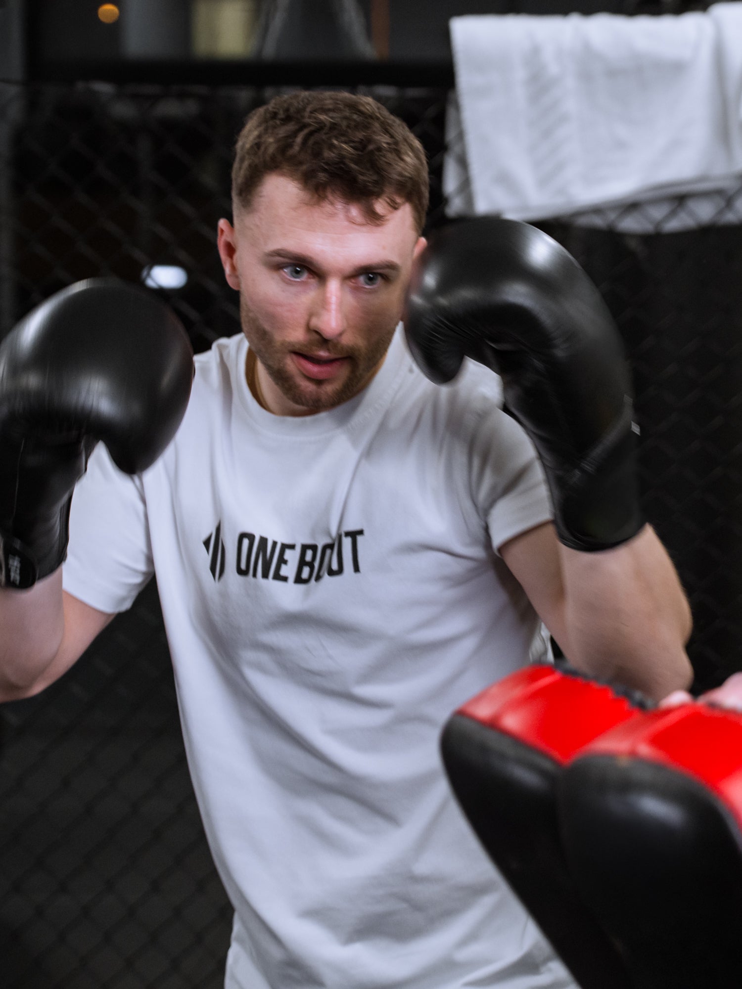 ONE BOUT Men's Line T-Shirt in White — styled