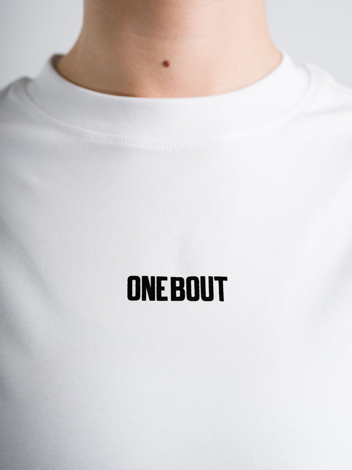 ONE BOUT Women's Script T-Shirt in White — detail