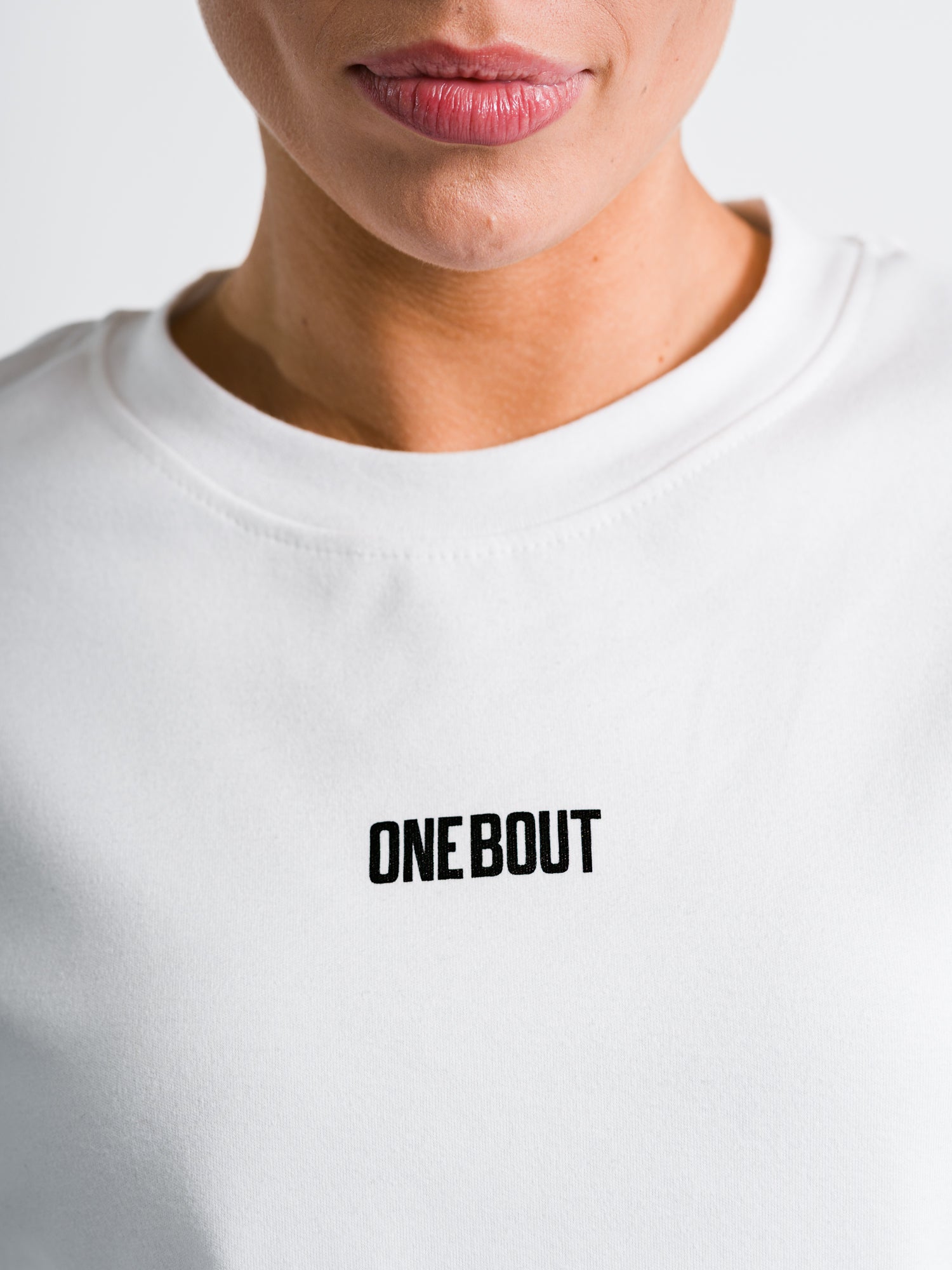 ONE BOUT Women's Own The Round Oversized T-Shirt in White — back view