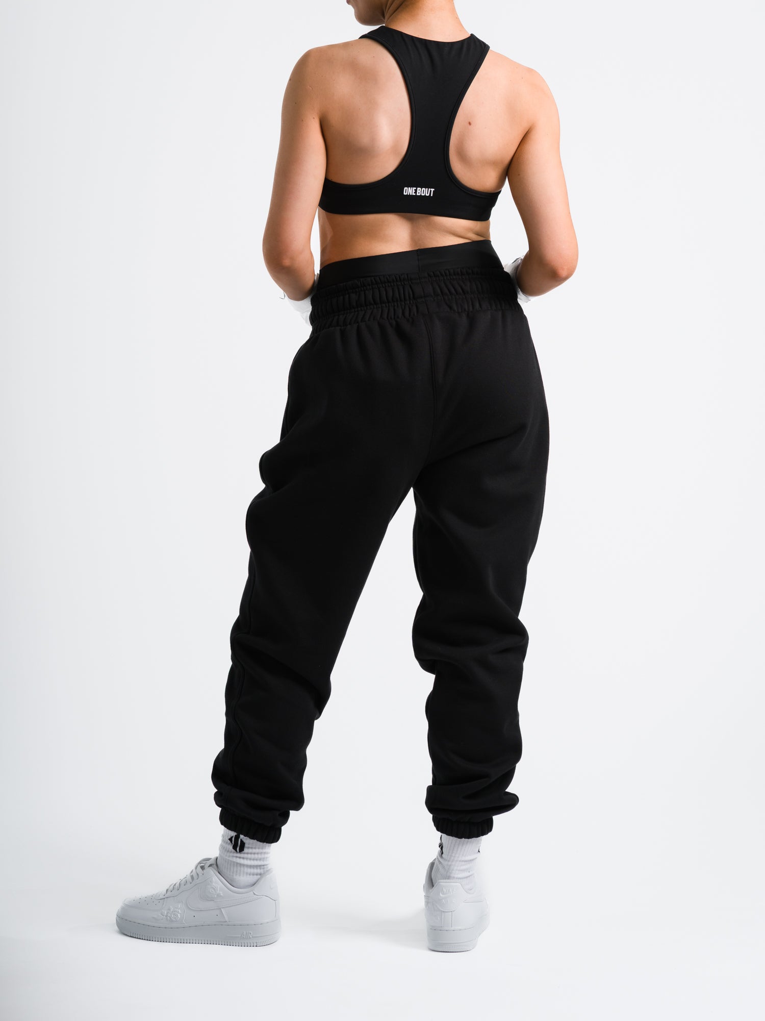 ONE BOUT Women's Script Bottoms in Black — back view