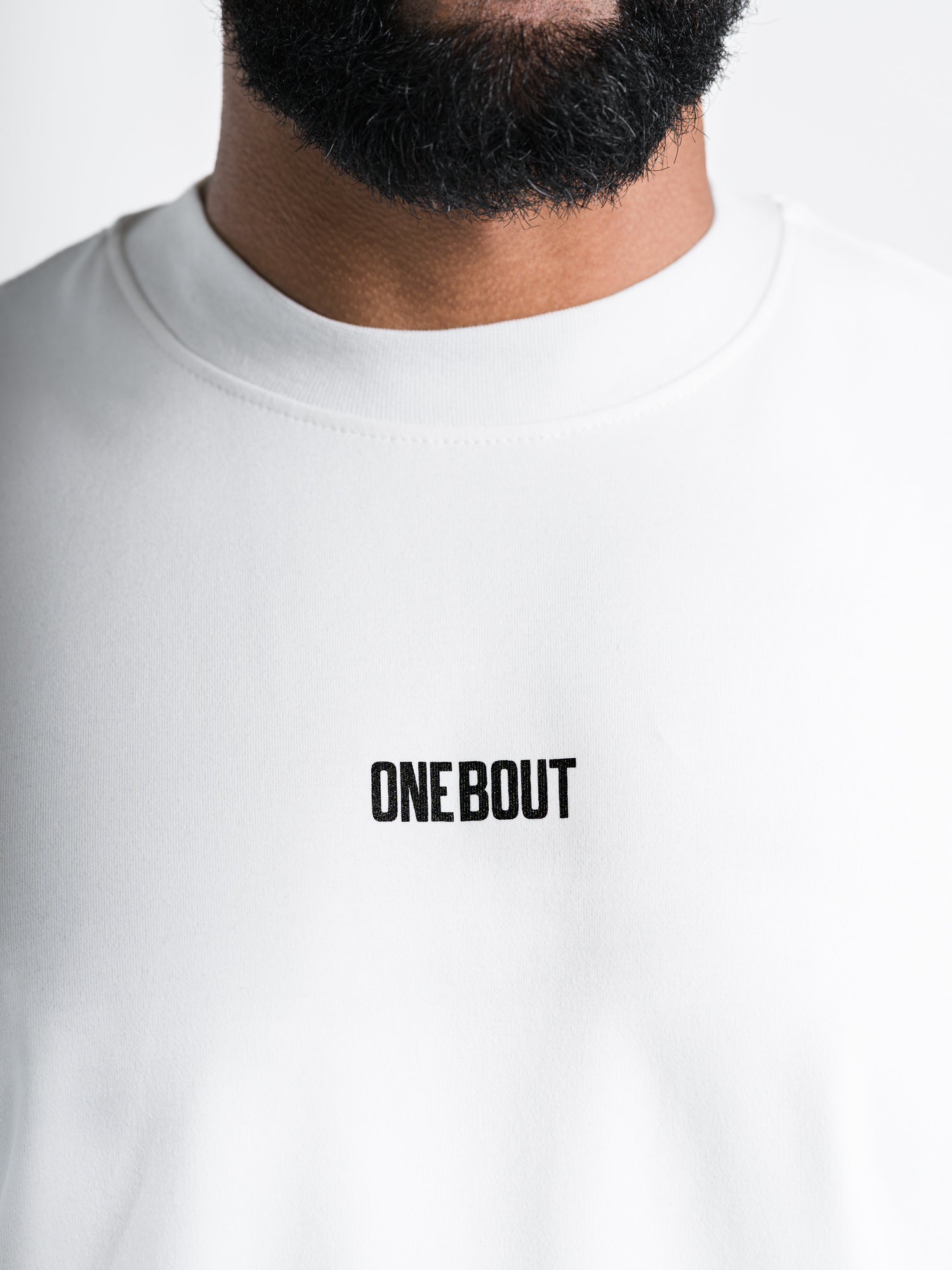 ONE BOUT Men's Own The Round Oversized T-Shirt in White — back view