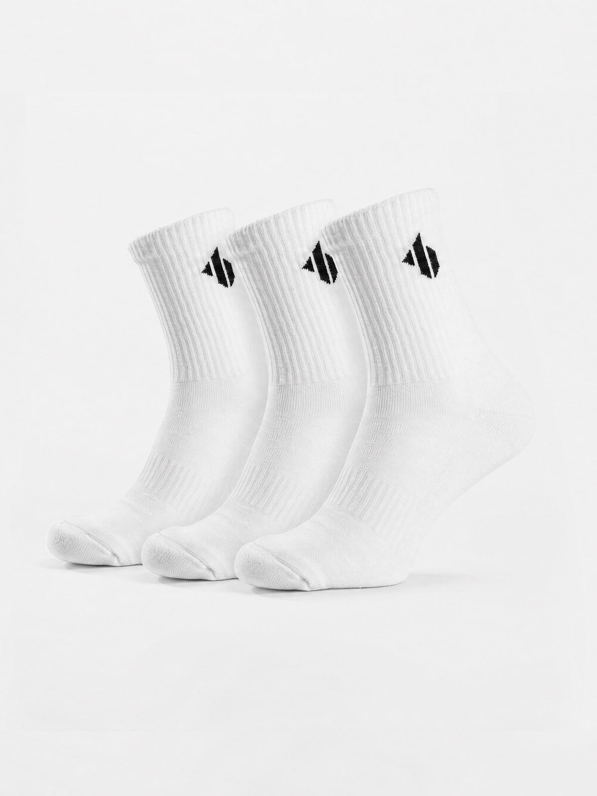One Bout Crew Socks 3-pack in white — three pairs, product shot