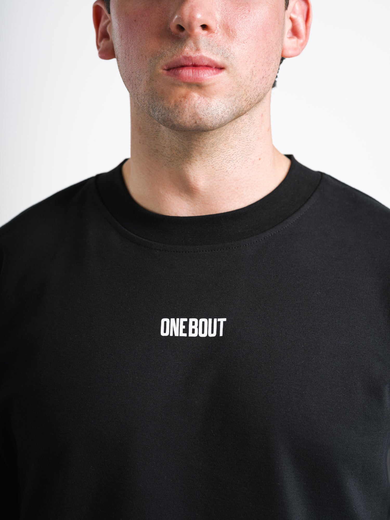 ONE BOUT Men's Own The Round Oversized T-Shirt in Black — back view